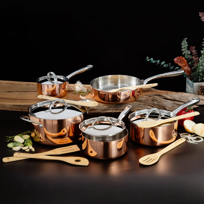 BergHOFF Vintage 15pc Tri-Ply Copper Cookware Set with Lids, Polished - Cookware Sets