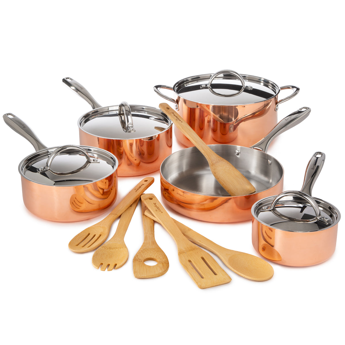Vintage 15pc Tri-Ply Copper Cookware Set with Lids, Polished — BergHOFF