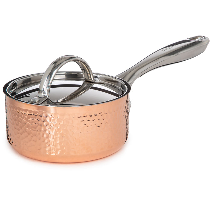 Image 3 of Vintage 13pc Tri-Ply Copper Cookware Set with Lids, Hammered