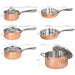 Image 10 of Vintage 13pc Tri-Ply Copper Cookware Set with Lids, Hammered
