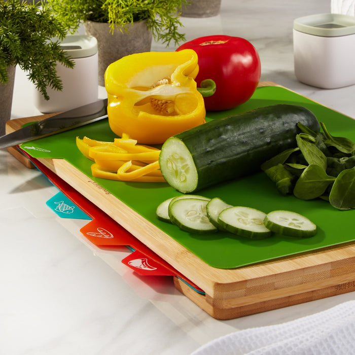 BergHOFF Bamboo Cutting Board with 4pc Flexible Boards, 16.5" x 11.8" - Cutting Boards