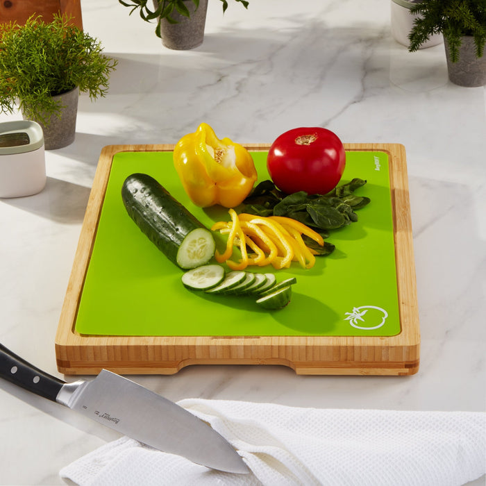 BergHOFF Bamboo Cutting Board with 4pc Flexible Boards, 16.5" x 13.4" - Cutting Boards
