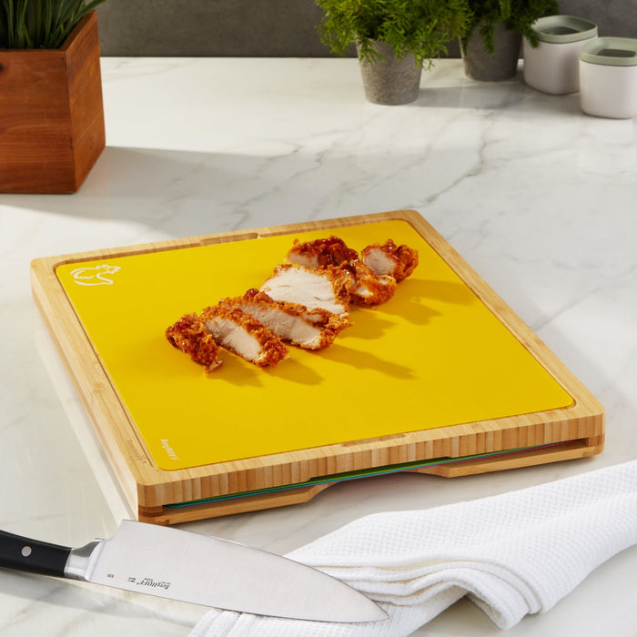 BergHOFF Bamboo Cutting Board with 4pc Flexible Boards, 16.5" x 13.4" - Cutting Boards