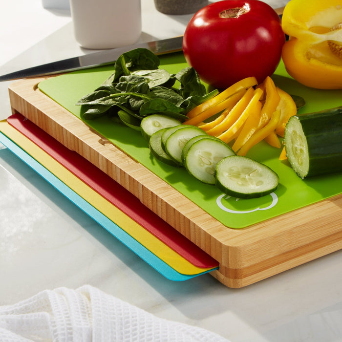 BergHOFF Bamboo Cutting Board with 4pc Flexible Boards, 16.5" x 13.4" - Cutting Boards
