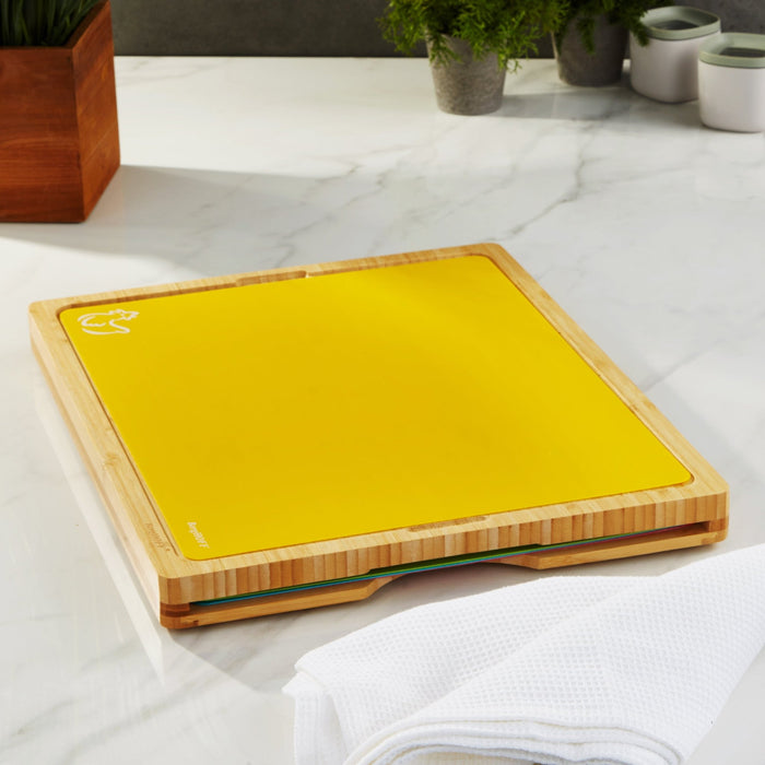 BergHOFF Bamboo Cutting Board with 4pc Flexible Boards, 16.5" x 13.4" - Cutting Boards