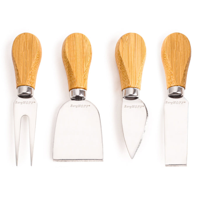 BergHOFF Stainless Steel 5pc Cheese Knives and Bamboo Round Board Set, 8.7x1.5" - Kitchen Utensil Sets