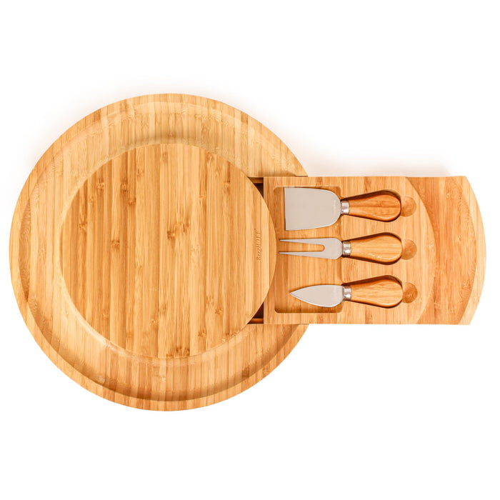BergHOFF Stainless Steel 4Pc Cheese Knives with Bamboo Multi-level Board Set, 13x1.5" - Cutting Boards