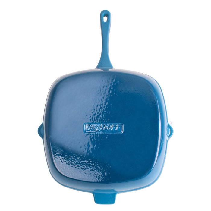 BergHOFF Neo 2pc Cast Iron 11" Grill Pan with Steak Press, Blue - Cookware Sets