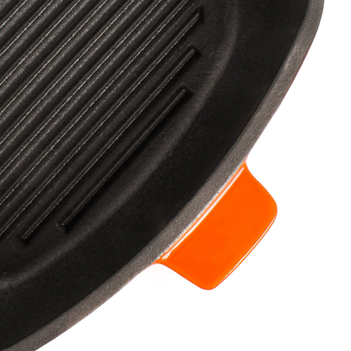 BergHOFF Neo 2pc Cast Iron 11" Grill Pan with Steak Press, Orange - Cookware Sets