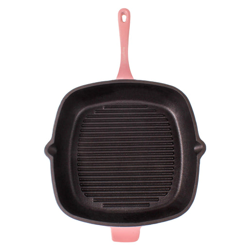 BergHOFF Neo 2pc Cast Iron 11" Grill Pan with Steak Press, Pink - Cookware Sets