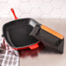 BergHOFF Neo 2pc Cast Iron 11" Grill Pan with Steak Press, Red - Cookware Sets