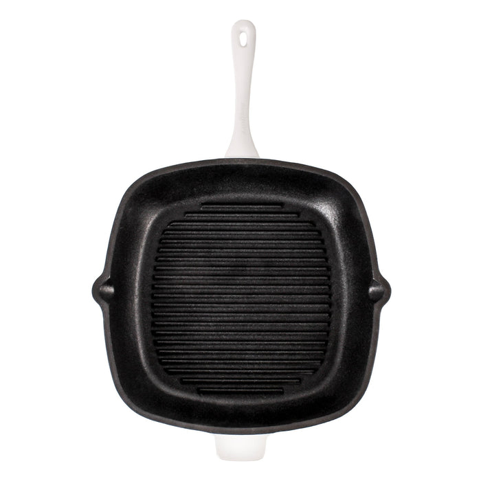 BergHOFF Neo 2pc Cast Iron 11" Grill Pan with Steak Press, White - Cookware Sets