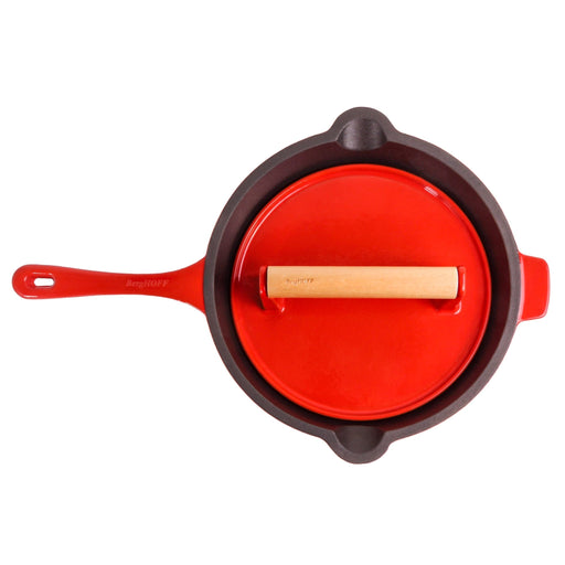 BergHOFF Neo 2pc Cast Iron 10" Fry Pan with Steak Press, Red - Cookware Sets