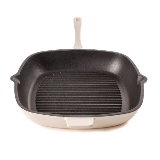 BergHOFF Neo 2pc Cast Iron 11" Grill Pan with Slotted Steak Press, Meringue - Cookware Sets