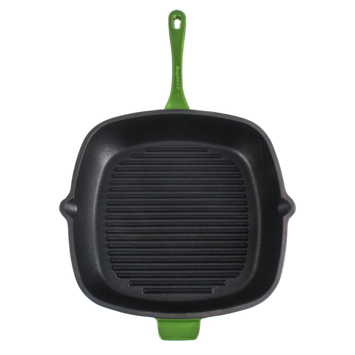 BergHOFF Neo 3pc Cast Iron Cookware Set, Grill Pan & Round Dutch Oven, Green - Cookware Sets