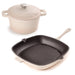BergHOFF Neo 3pc Cast Iron Cookware Set, Grill Pan & Round Dutch Oven, Meringue - Cookware Sets