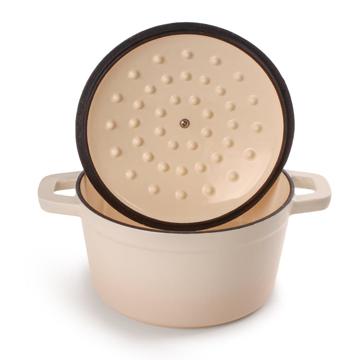 BergHOFF Neo 3pc Cast Iron Cookware Set, Grill Pan & Round Dutch Oven, Meringue - Cookware Sets