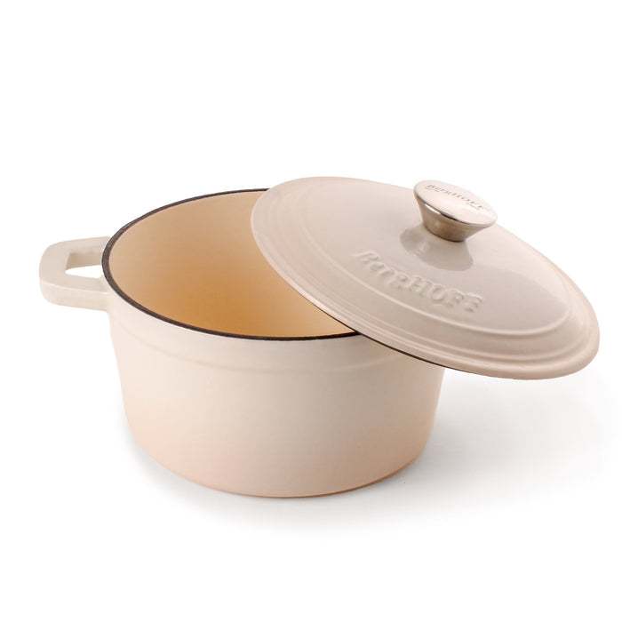 BergHOFF Neo 3pc Cast Iron Cookware Set, Grill Pan & Round Dutch Oven, Meringue - Cookware Sets