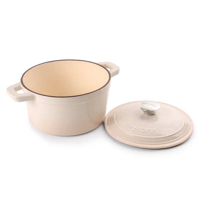 BergHOFF Neo 3pc Cast Iron Cookware Set, Grill Pan & Round Dutch Oven, Meringue - Cookware Sets