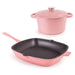 BergHOFF Neo 3pc Cast Iron Cookware Set, Grill Pan & Round Dutch Oven, Pink - Cookware Sets