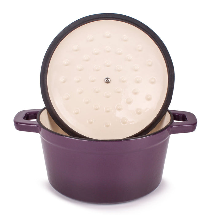 BergHOFF Neo 3pc Cast Iron Cookware Set, Grill Pan & Round Dutch Oven, Purple - Cookware Sets