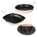 BergHOFF Neo 3pc Cast Iron Fry Pan & Grill Pan Set with Slotted Steak Press, Meringue - Cookware Sets