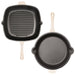 BergHOFF Neo 3pc Cast Iron Fry Pan & Grill Pan Set with Slotted Steak Press, Meringue - Cookware Sets