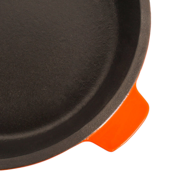 BergHOFF Neo 3pc Cast Iron Fry Pan & Grill Pan Set with Slotted Steak Press, Orange - Cookware Sets