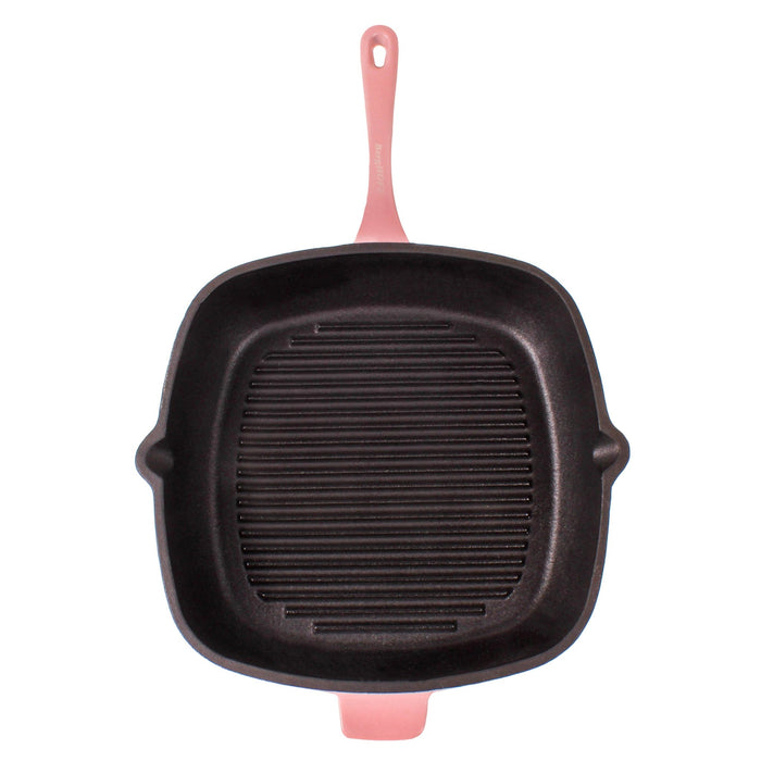 BergHOFF Neo 3pc Cast Iron Fry Pan & Grill Pan Set with Slotted Steak Press, Pink - Cookware Sets