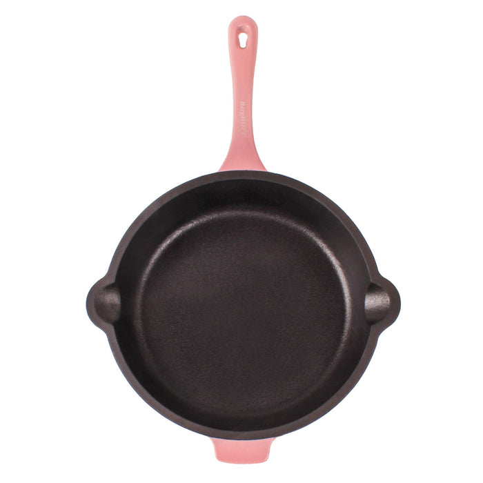 BergHOFF Neo 3pc Cast Iron Fry Pan & Grill Pan Set with Slotted Steak Press, Pink - Cookware Sets