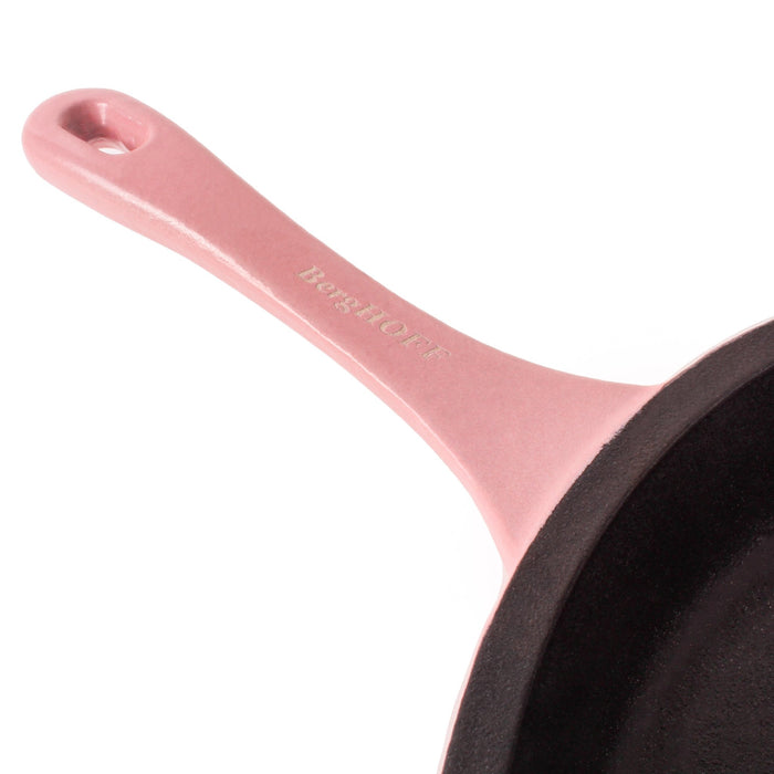 BergHOFF Neo 3pc Cast Iron Fry Pan & Grill Pan Set with Slotted Steak Press, Pink - Cookware Sets