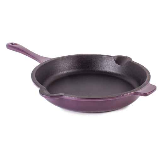 BergHOFF Neo 3pc Cast Iron Fry Pan & Grill Pan Set with Slotted Steak Press, Purple - Cookware Sets