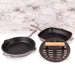 BergHOFF Neo 3pc Cast Iron Fry Pan & Grill Pan Set with Slotted Steak Press, Oyster - Cookware Sets