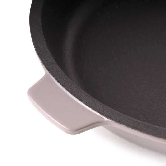 BergHOFF Neo 3pc Cast Iron Fry Pan & Grill Pan Set with Slotted Steak Press, Oyster - Cookware Sets