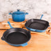 BergHOFF Neo 4pc Cast Iron Cookware Set, Fry Pan, Grill Pan & Round Dutch Oven, Blue - Cookware Sets