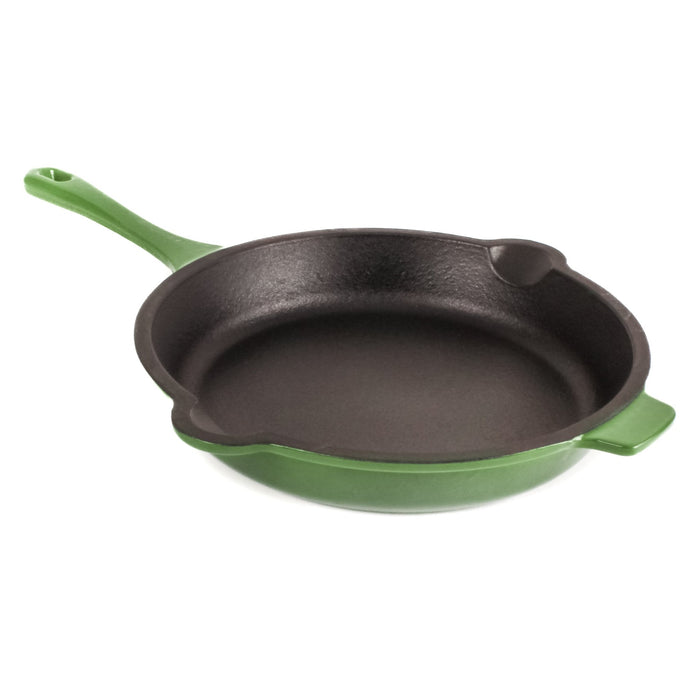 BergHOFF Neo 4pc Cast Iron Cookware Set, Fry Pan, Grill Pan & Round Dutch Oven, Green - Cookware Sets