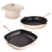 BergHOFF Neo 4pc Cast Iron Cookware Set, Fry Pan, Grill Pan & Round Dutch Oven, Meringue - Cookware Sets