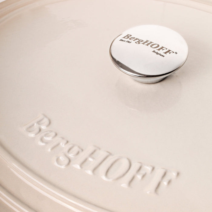 BergHOFF Neo 4pc Cast Iron Cookware Set, Fry Pan, Grill Pan & Round Dutch Oven, Meringue - Cookware Sets