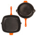 BergHOFF Neo 4pc Cast Iron Cookware Set, Fry Pan, Grill Pan & Round Dutch Oven, Orange - Cookware Sets