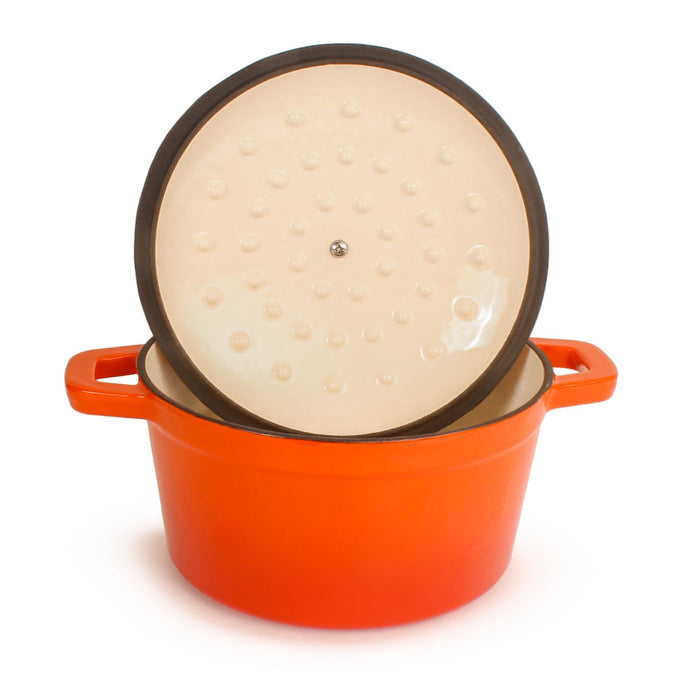 BergHOFF Neo 4pc Cast Iron Cookware Set, Fry Pan, Grill Pan & Round Dutch Oven, Orange - Cookware Sets