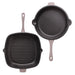 BergHOFF Neo 4pc Cast Iron Cookware Set, Fry Pan, Grill Pan & Round Dutch Oven, Oyster - Cookware Sets
