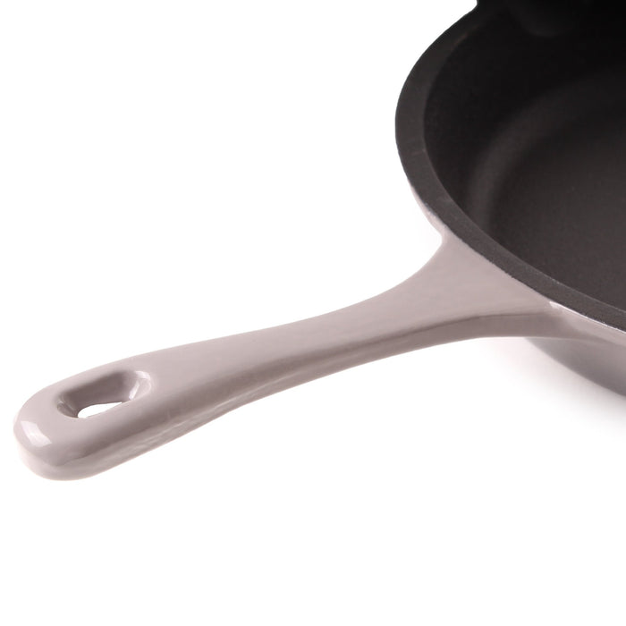 BergHOFF Neo 4pc Cast Iron Cookware Set, Fry Pan, Grill Pan & Round Dutch Oven, Oyster - Cookware Sets