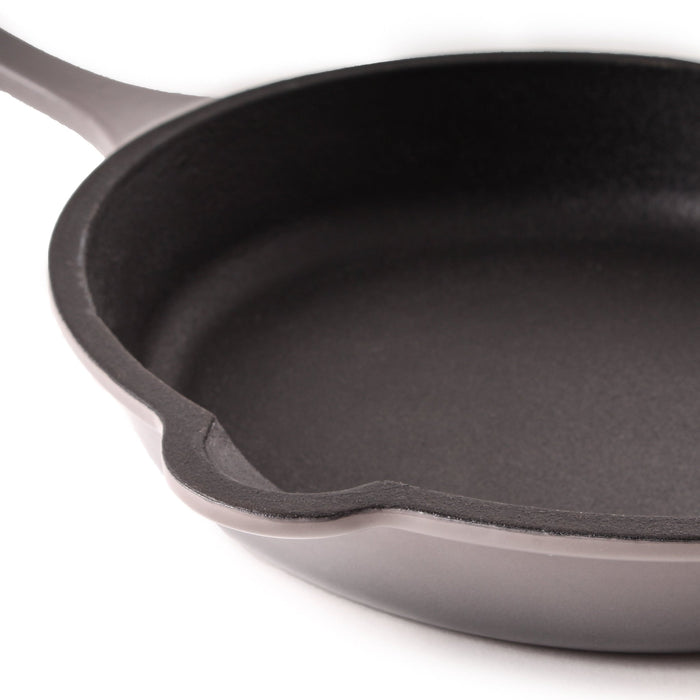 BergHOFF Neo 4pc Cast Iron Cookware Set, Fry Pan, Grill Pan & Round Dutch Oven, Oyster - Cookware Sets