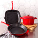 BergHOFF Neo 4pc Cast Iron Cookware Set, Fry Pan, Grill Pan & Round Dutch Oven, Red - Cookware Sets