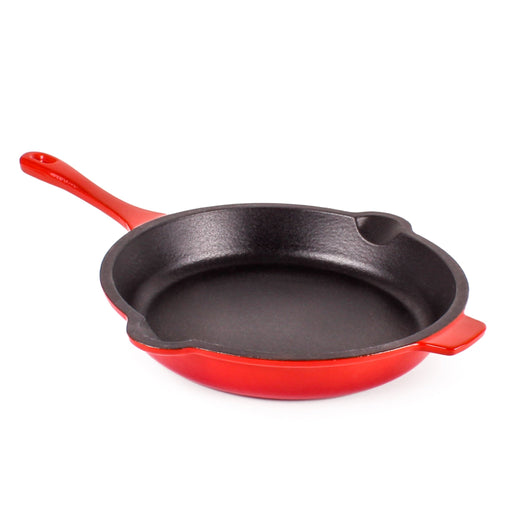 BergHOFF Neo 4pc Cast Iron Cookware Set, Fry Pan, Grill Pan & Round Dutch Oven, Red - Cookware Sets