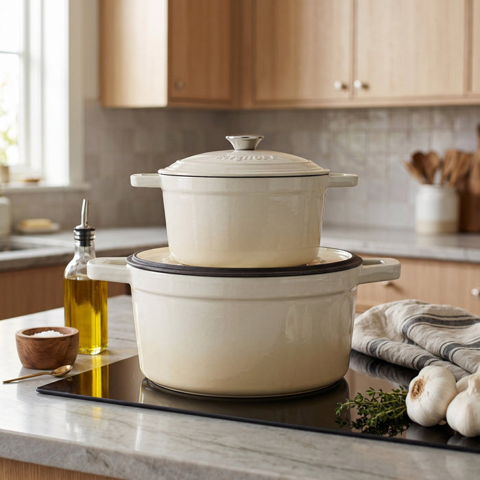 BergHOFF Neo 4pc Cast Iron Cookware Set, 3qt. & 7qt., Meringue - Cookware Sets