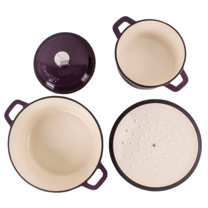 BergHOFF Neo 4pc Cast Iron Cookware Set, 3qt. & 7qt., Purple - Cookware Sets