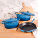 BergHOFF Neo 5pc Cast Iron Oval Dutch Oven Set with 10" Fry Pan, 5qt. & 8qt., Blue - Cookware Sets