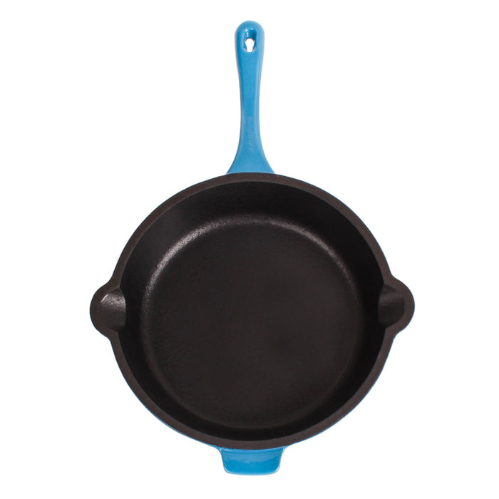 BergHOFF Neo 5pc Cast Iron Oval Dutch Oven Set with 10" Fry Pan, 5qt. & 8qt., Blue - Cookware Sets