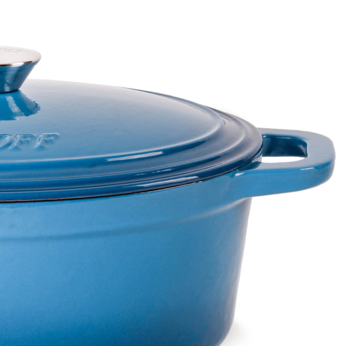 BergHOFF Neo 5pc Cast Iron Oval Dutch Oven Set with 10" Fry Pan, 5qt. & 8qt., Blue - Cookware Sets